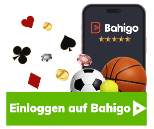 Bahigo Sportwetten Mobilbildschirm mit Karten und Sportbällen